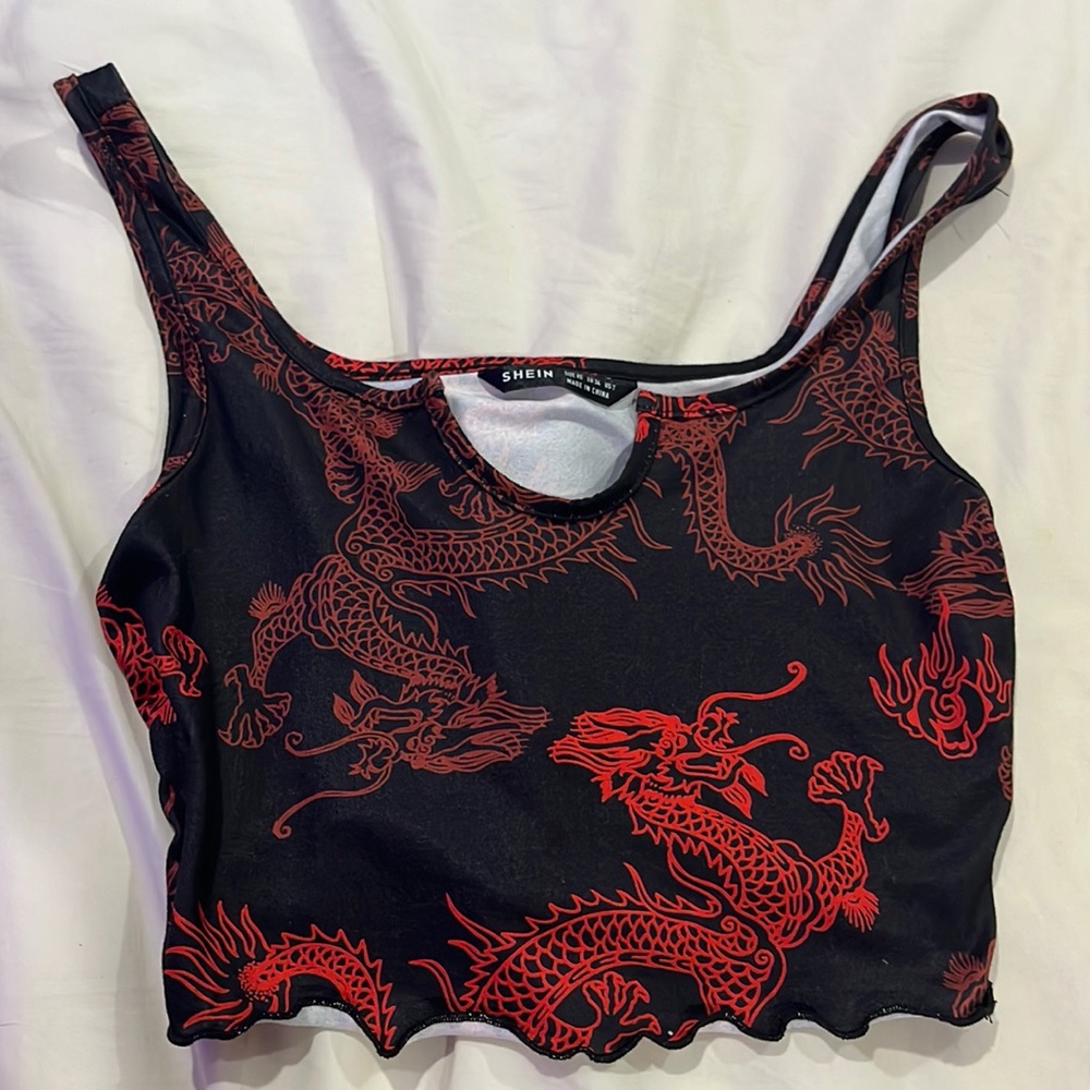 Cute dragon design cropped tank top